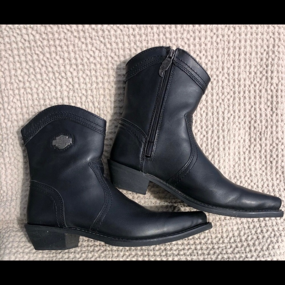 Harley Davidson Leather Zip Up Boots 8.5 Womens